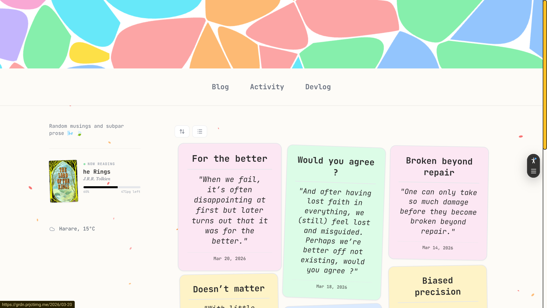 Card grid (the default view)